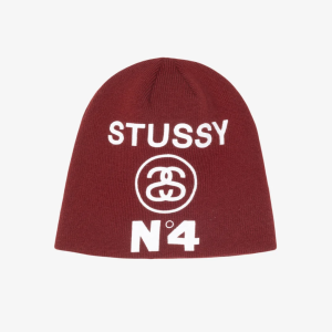 STÜSSY Men's Skullcap Number 4 Maroon