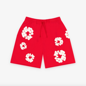 DENIM TEARS Cotton Wreath Shorts Red