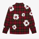 DENIM TEARS Men's Cotton Wreath Pajama Shirt Red