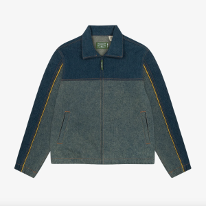 DENIM TEARS Men's Cotton Fleur De-Lis Denim Track Jacket Blue